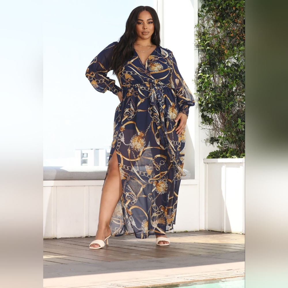 Fashion Nova Park Avenue Delux Maxi Dress - Navy